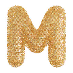 Gold glitter  later M font 3D render