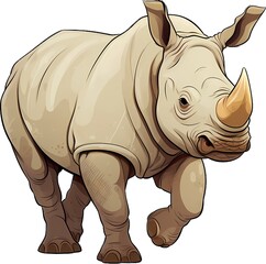 drawing of a rhino cartoon isolated on white