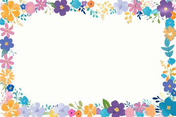 colorful blank area pastel frame with colorful flower broder pattern