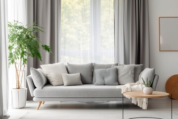 Fototapeta na wymiar Living room interior in light colors, modern living room