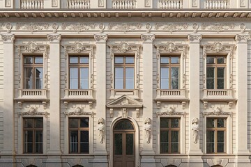Obraz premium School building facade. Gorgeous and artistical design edifice with windows. Generate AI