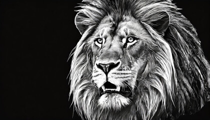 black and white lion head