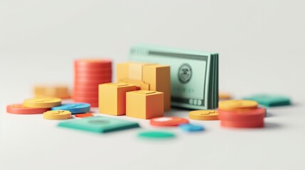 3D Cash and credit payment icon