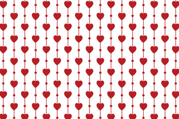 Seamless pattern with hanging heart garlands. Love, valentine's day, wedding, romantic symbol. 