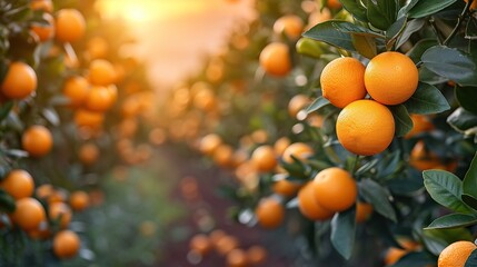 The orange orchard is in full fruit