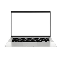 Laptop mockup with transparent screen, front view, isolated on transparent background, PNG. - obrazy, fototapety, plakaty