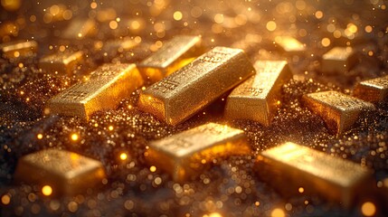 Pile of shiny gold bars.