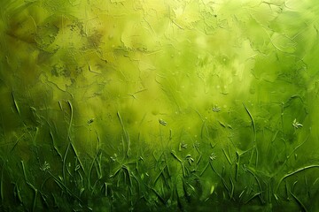 Green textured nature background, abstract painting with painted grass and various vegetation
