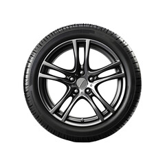 Wheel with tire with an alloy rim isolated on transparent background, PNG
