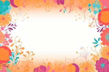 Obraz na płótnie Canvas colorful blank area pastel frame with colorful flower broder pattern