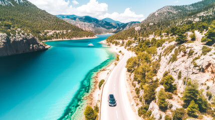 Discover allure of Croatian summer as you travel along coastal road, with the Adriatic Sea clear turquoise waters accompanying you, inviting eco-conscious exploration and holiday adventure