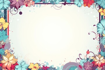 colorful blank pastel frame with colorful flower broder