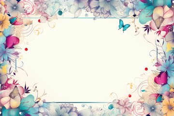 Fototapeta na wymiar colorful blank pastel frame with colorful flower broder