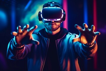 Virtual reality visual experience. Futuristic advanced vision simulation device. Generate ai