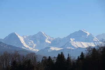 Eiger Monch and Jungfrau in winter