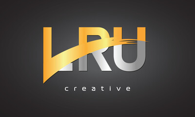 LRU Creative letter logo Desing with cutted	