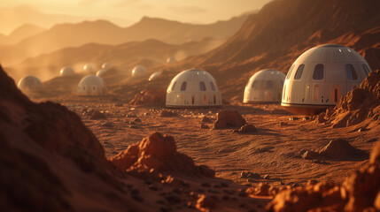 Fototapeta na wymiar Colonies on Mars