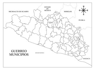 Map of the State of Guerrero in Mexico