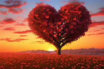 Foto op Canvas Valentine's day background with heart tree © Urban