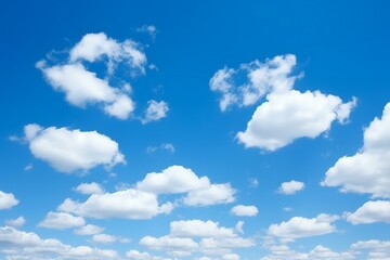 Naklejka na ściany i meble Blue sky background with tiny clouds, Cumulus white clouds in the blue sky