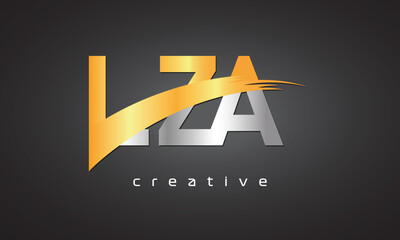 LZA Creative letter logo Desing with cutted  - obrazy, fototapety, plakaty