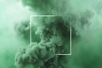 Smoke background, green and soft card with frame.