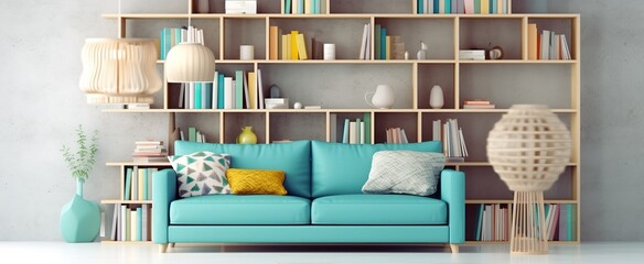 Living room interior with trendy sofa