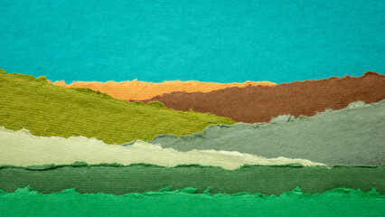 abstract landscape in blue and green pastel tones - a collection of handmade rag papers