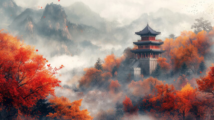 misty mountain landscape