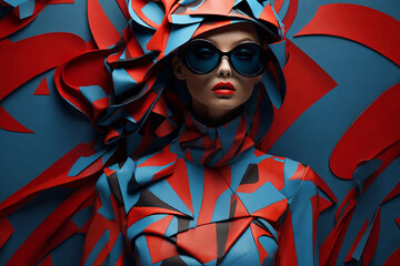 Fashion shot of a beautiful woman in futuristic costume. Beauty, fashion.