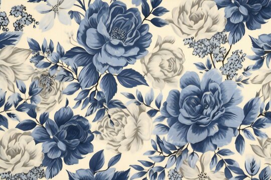 Vintage style of tapestry flowers fabric pattern background - seamless © Hidden