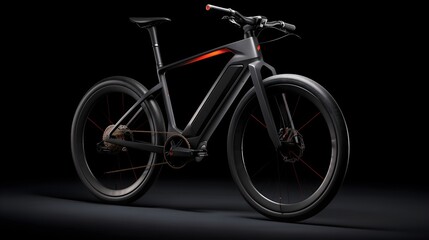 Fototapeta na wymiar Futuristic electric bicycle on a black background