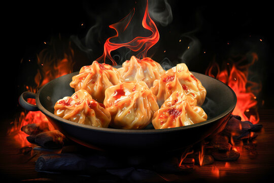 Hote steam momos in the plate