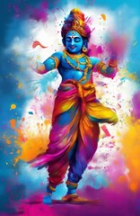 Krishna playing Holi, a Hindu festival