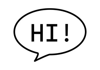 Icono negro de un bocadillo con la palabra hola.