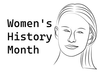 Cartel en blanco y negro del mes de la historia de la mujer.