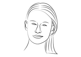 Rostro de una mujer hecho con trazo negro.