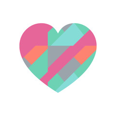 Happy Valentine's day. Greeting card with hearts. Heart made of abstract geometric pattern