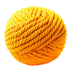 ball of yellow string rope isolated on a transparent background - obrazy, fototapety, plakaty