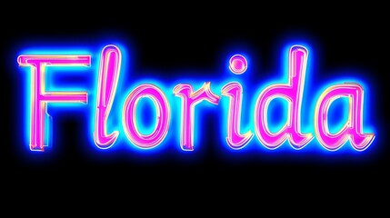 Neon Glow Florida Text Design | Futuristic Pink Neon Typography Art