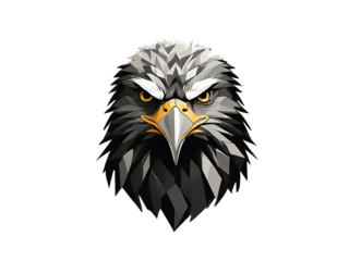 Eagle Logo, collage style, isolated on white