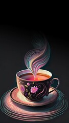 Tea Art Cup with Space for Text, Suitable for Smartphone wallpapers or Quote and others