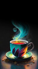 Tea Art Cup with Space for Text, Suitable for Smartphone wallpapers or Quote and others