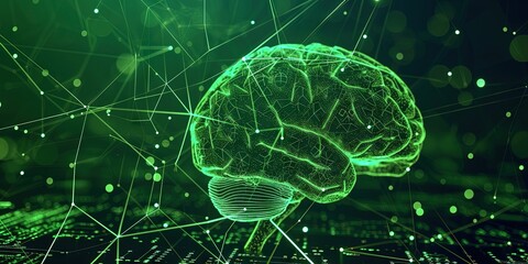 brain made of green digital data for ai/ml applications