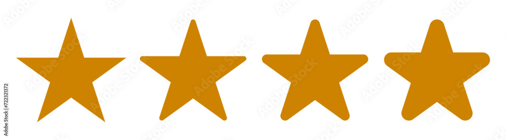 Poster star set icon, different star shapes from sharp to rounded icon collection, stars sparkles signs – v