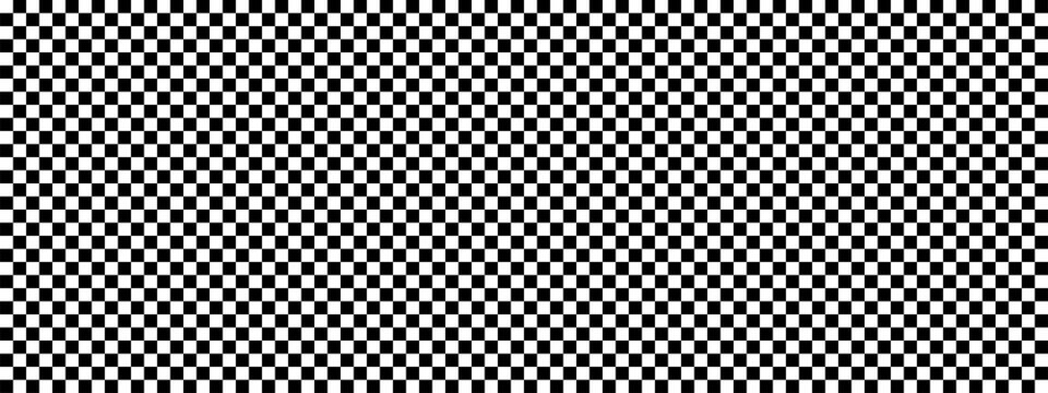 Transparent seamless pattern background, checkered race background, white and black checkered pattern, checkerboard transparency texture banner, empty wide checker template background - vector