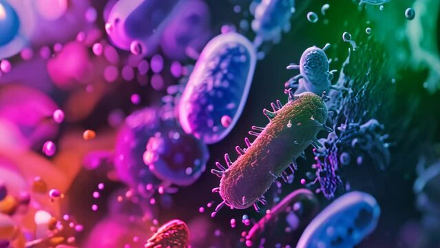Enigmatic Alien Bacteria Captured on Microscope Slide. Generative ai