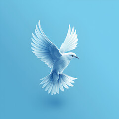 Obraz premium A logo illustration of a bird in flight on a sky blue background. Created with generative AI.