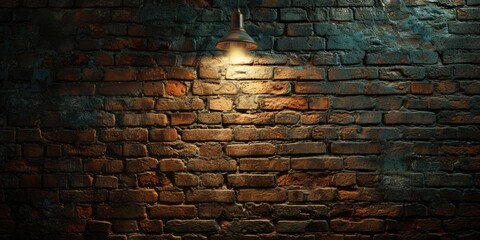 Brick wall background with lamp hanging over