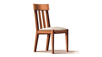timeless elegance of a brown wooden chair with a backrest and soft beige seat.